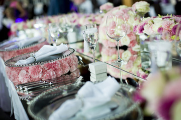 Luxury wedding decoration of the table
