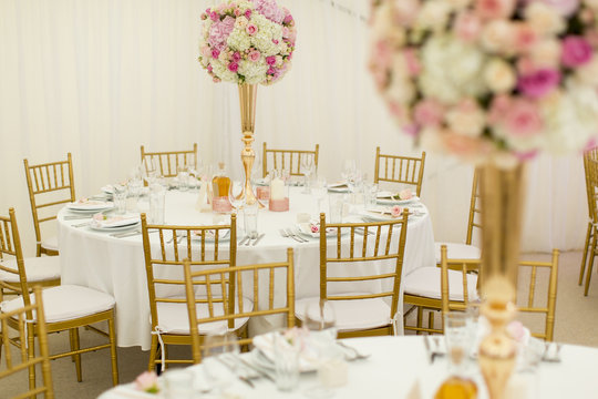 Luxury wedding decoration of the table
