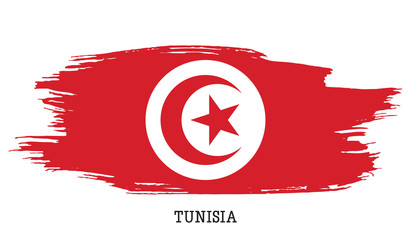 Tunisia flag vector grunge paint stroke  