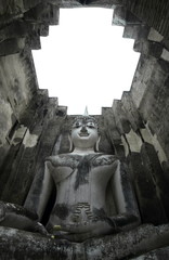 Big fingers of huge Buddha in temple of thailand