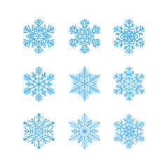Fototapeta na wymiar Winter snowflakes vector set, isolated on white background