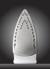 Realistic vector iron front face plate soleplate glide sole bottom illustration with hole for steam