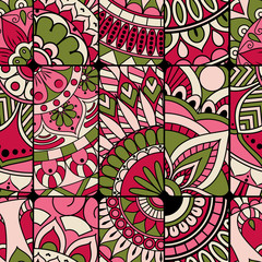 Seamless pattern tile with mandalas. Vintage decorative elements. Hand drawn background. Islam, Arabic, Indian, ottoman motifs. Perfect for printing on fabric or paper.