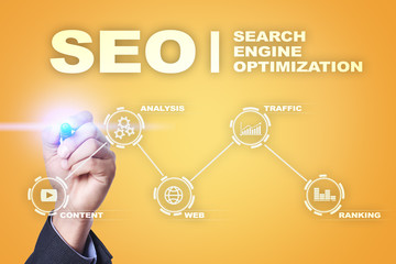 SEO. Search Engine optimization. Digital online marketing andInetrmet technology concept.?