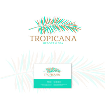 Tropicana logo. Resort and Spa emblem. Tropical cosmetics.