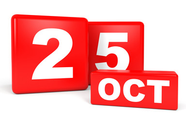 October 25. Calendar on white background.