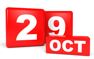October 29. Calendar on white background.
