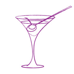 Vector image of a cocktail with a cherry in a glass goblet
