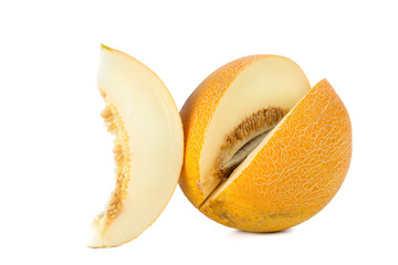 sliced melon isolated on white background