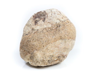 Single natural stone on white background, close-up