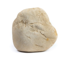 Single natural stone on white background, close-up