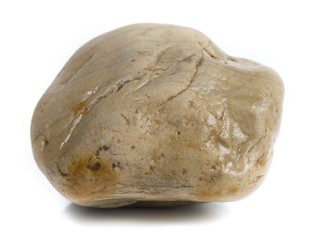 Single natural stone on white background, close-up