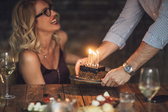 Smiling Woman Having Birthday Party