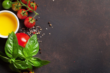 Tomatoes, basil, olive oil and spices