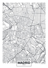 Fototapeta premium Szczegółowa mapa miasta plakat wektor Madryt