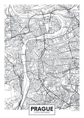 Fototapeta premium Szczegółowa mapa miasta plakat wektor Pragi