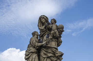 Monument on the Charles Bridge in Prague. Czech Republic.
