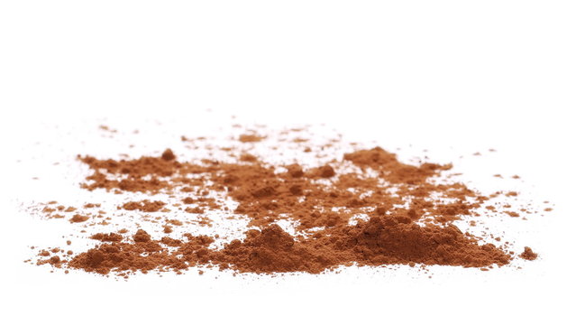 pile cocoa powder isolated on white background