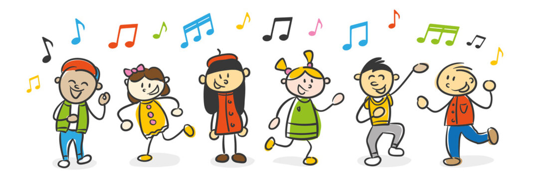 Strichfiguren Kinder singen