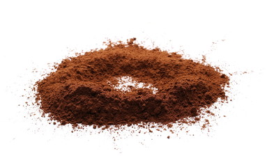 pile cocoa powder isolated on white background