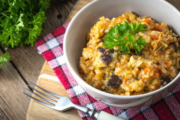 Risotto with vegetables.