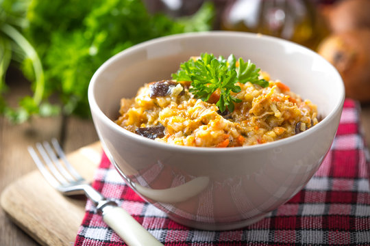 Risotto with vegetables.