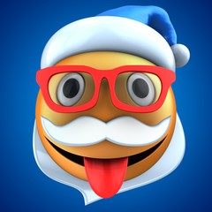 3d orange emoticon smile with Christmas hat