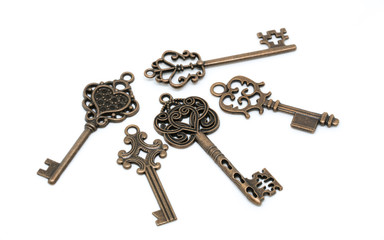 Vintage Skeleton Keys Collection Isolated On White Background
