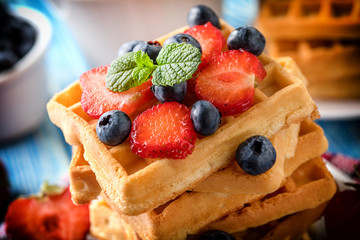 Waffles with berries.