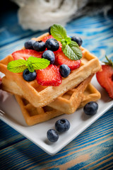 Waffles with berries.
