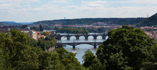 Naklejka premium Vltava River and Bridges of Prague Czech Republic