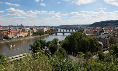 Fototapeta na wymiar Bridges of Prague Czech Republic over Vltava River
