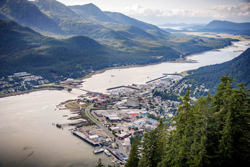 Junean, Alaska, USA with mountains in the background