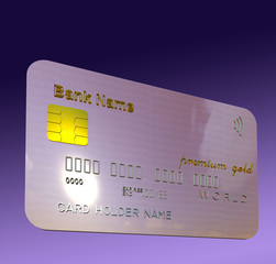 Pink metalic bank card, credit card 3D illustration on gradient color background. Collection.