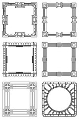 Set of vintage  frames border with beautiful filigree ornamental frame, decorative ornate vintage borders, retro element. Classic ornamental set of  vintage frames templates, borders and elements