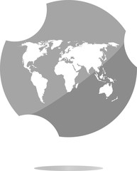 Globe icon, earth world map on web button