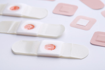 Medical plasters on a white background