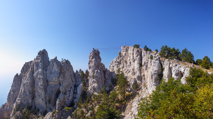 Fototapeta na wymiar High rocks Ai-Petri of Crimean mountains