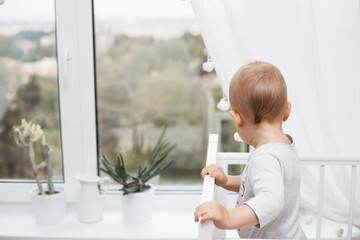 A child looks out the window

