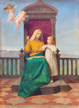 PADUA, ITALY - SEPTEMBER 9, 2014: Painting of Saint Ann and little Mary in church Santa Maria dei Servi by R. Maluta from end of 19. cent.
