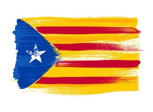 Catalonia colorful brush strokes painted flag.