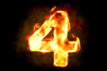 Fototapeta na wymiar Fire number 4 of burning flame light, 3D rendering