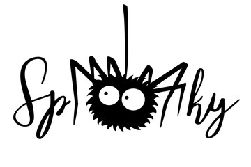 Spooky halloween hand lettering holiday inscription isolated on the white to greeting cards, invitations or posters