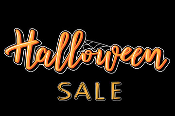 Halloween Sale vector banner with lettering. Great for voucher, offer, coupon, holiday sale.