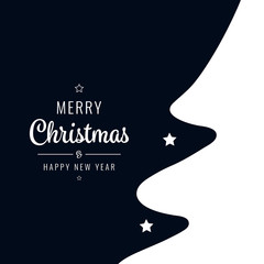 christmas tree silhouette card lettering black white