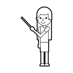 cartoon teacher with pointer standing