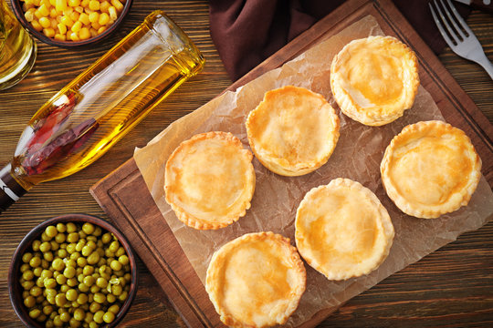 Composition With Delicious Meat Mini Pies On Table