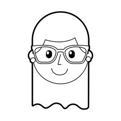 cartoon happy young girl with glasses teacher day