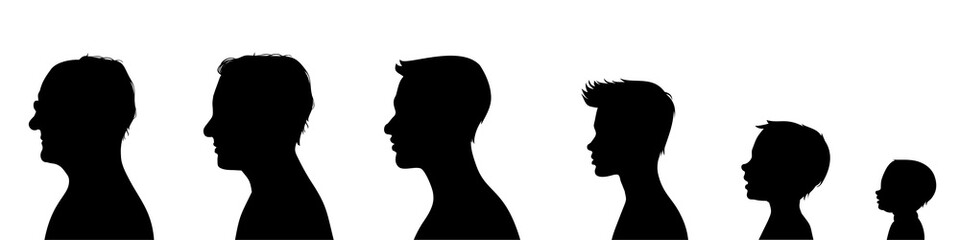 Human silhouettes. Black and white - obrazy, fototapety, plakaty