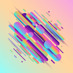 Vector illustration of dynamic composition made of various rounded shapes